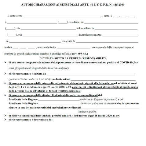 Nuovo Modello Di Autocertificazione Per Gli Spostamenti Dal 4 Maggio 2020 Comune Di Castelbelforte